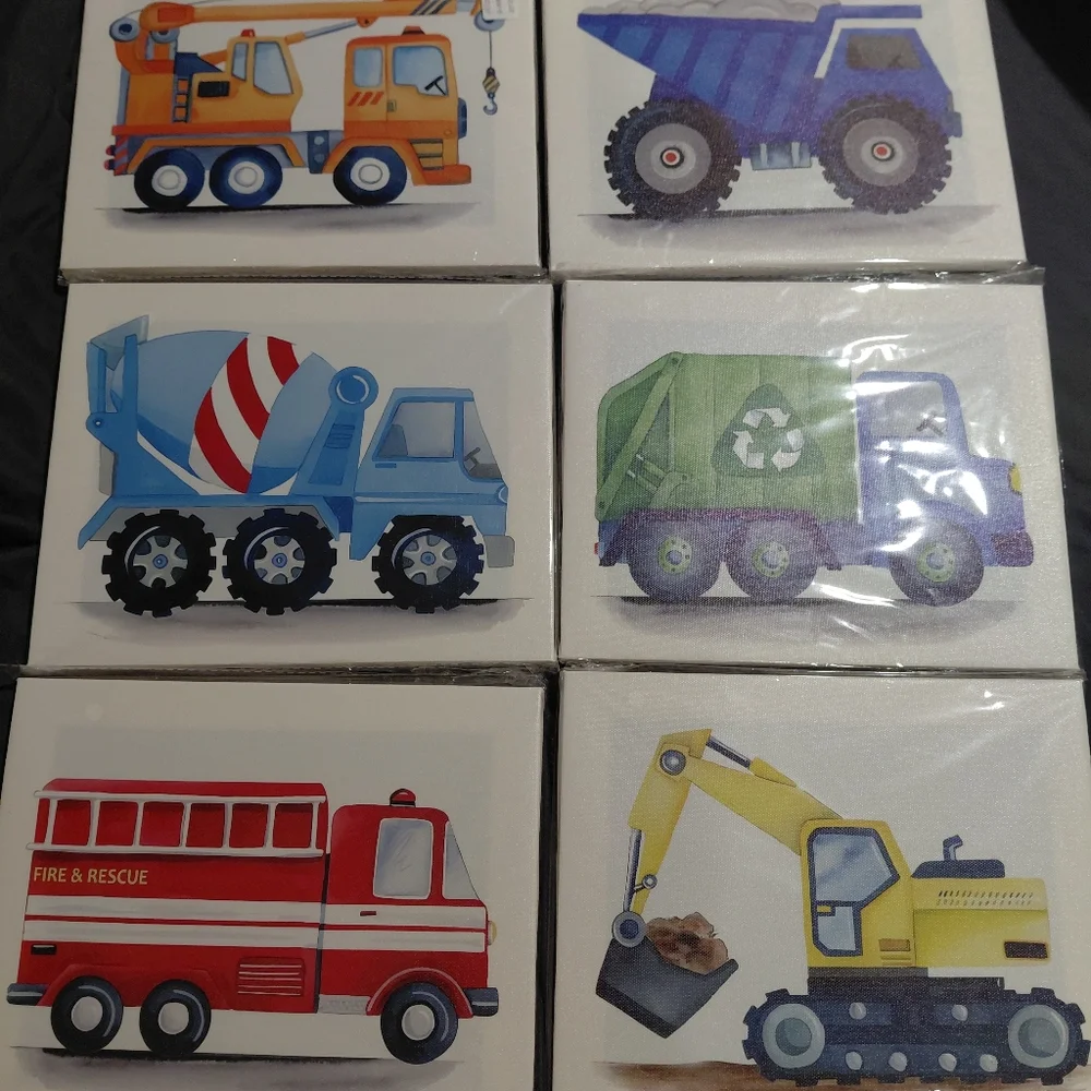 Kids Construction Vehicle Canvas Art Set - Picture 6 of 7